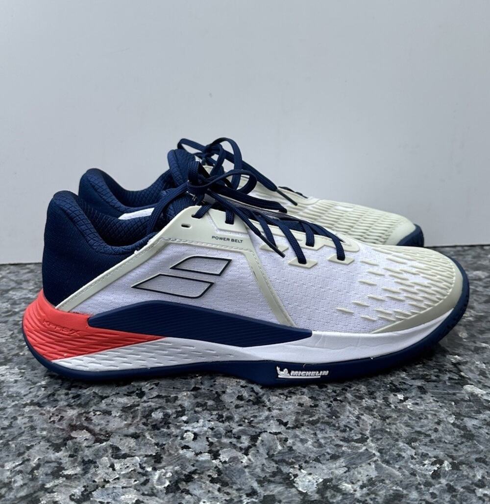 Babolat Propulse Fury 3 All Court Shoes Mens Size 9.5 White Blue Tennis Sneakers